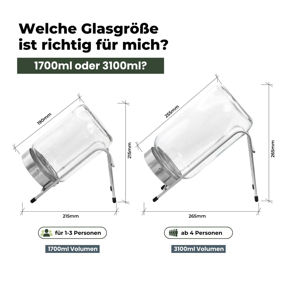 Keimglas 1700ml The Way We Grow™ aus Glas mit Ständer Biosprosser