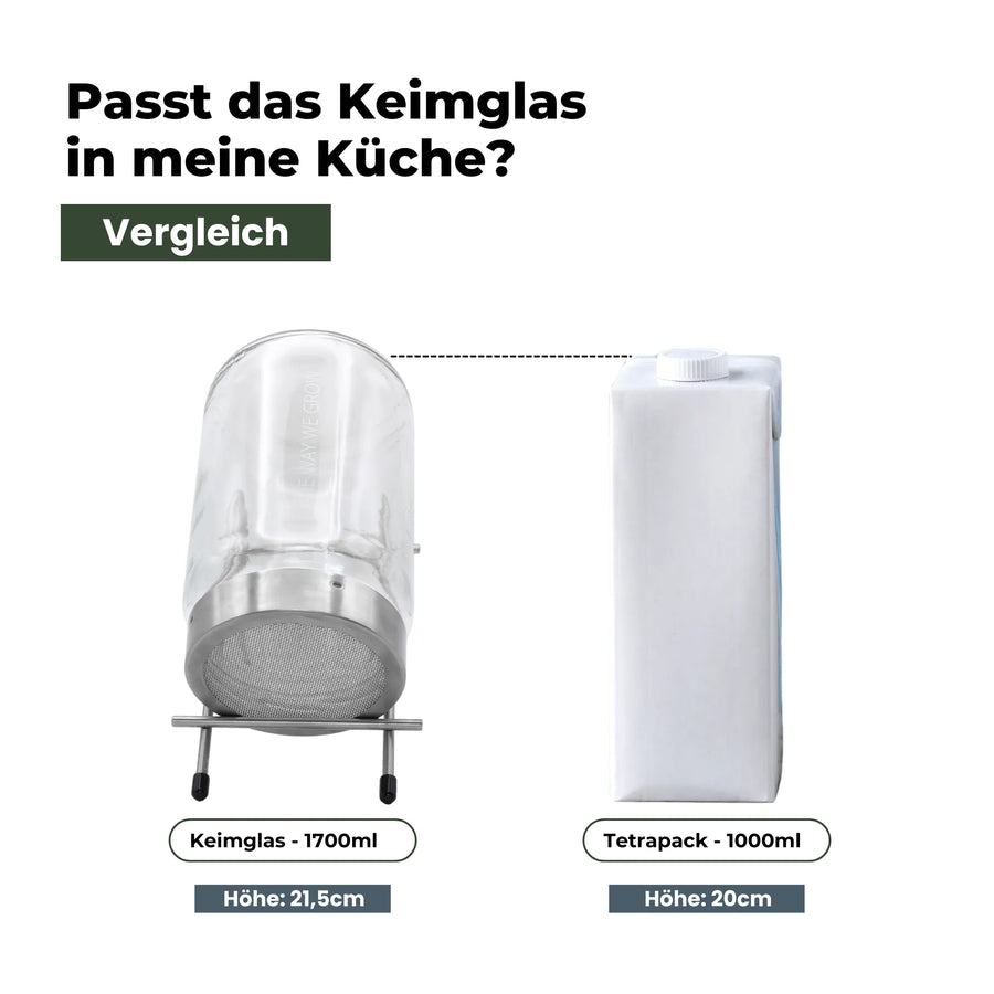 Keimglas 1700ml The Way We Grow™ aus Glas mit Ständer Biosprosser
