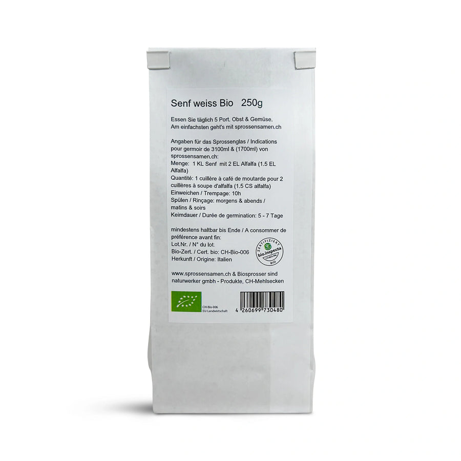 Moutarde blanche, graines germées biologiques 250 g