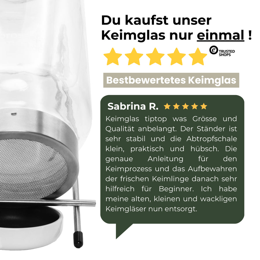 Keimglas 1700ml The Way We Grow™ aus Glas mit Ständer Biosprosser