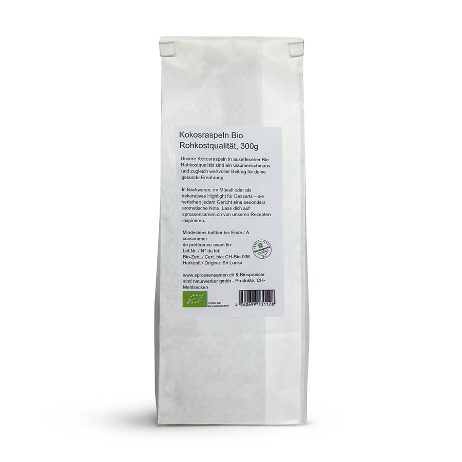 Flocons de noix de coco crus biologiques, 300 g