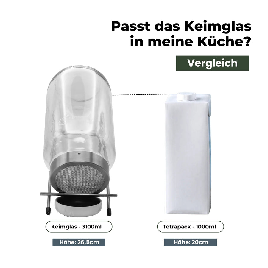 Keimglas 3100ml The Way We Grow™ aus Glas mit Ständer Biosprosser