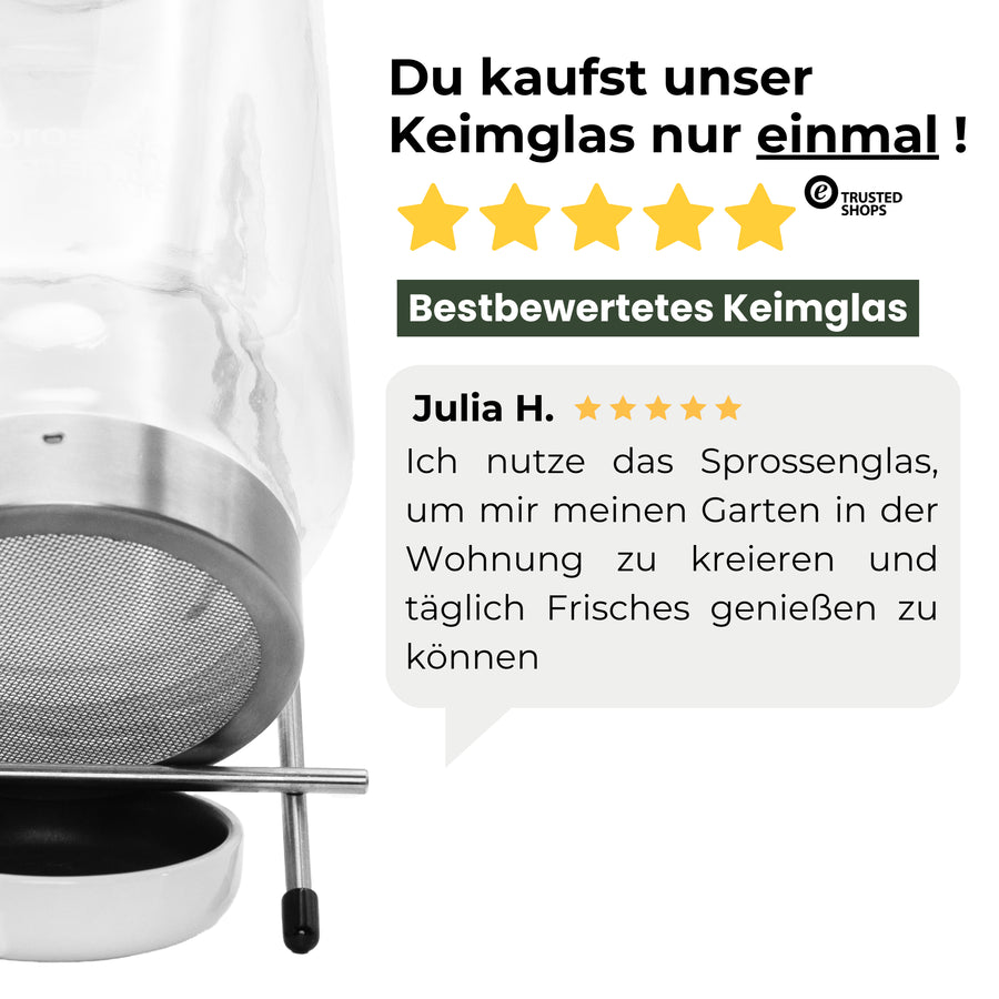 Keimglas 1700ml The Way We Grow™ aus Glas mit Ständer Biosprosser