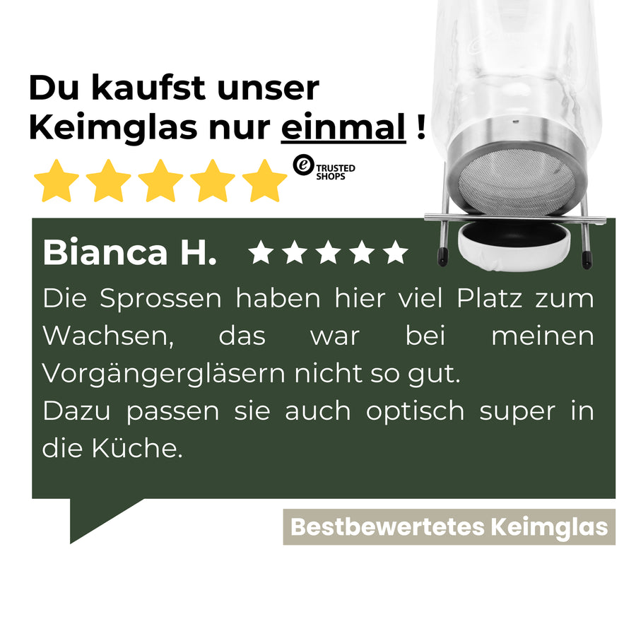 Keimglas 1700ml The Way We Grow™ aus Glas mit Ständer Biosprosser