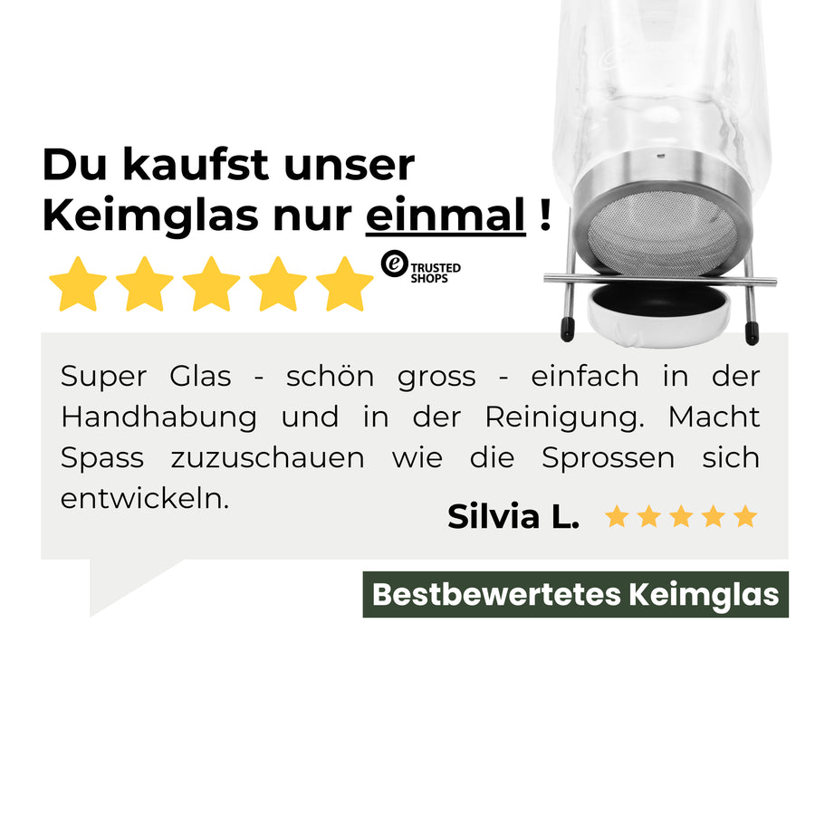 Keimglas 1700ml The Way We Grow™ aus Glas mit Ständer Biosprosser